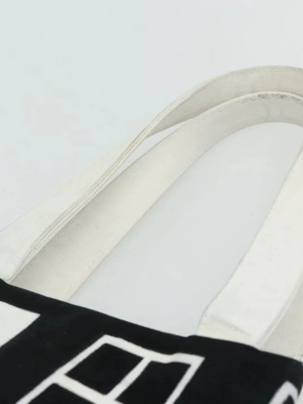 CHANEL Windows Line Tote Bag Canvas Black Gold CC Auth BA12234